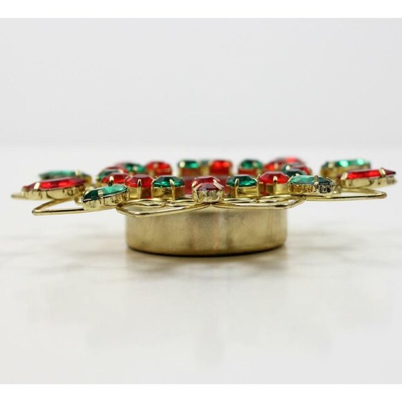 Festive Tealight Candle Set Red & Green Unscented Candles And Decorative Holder - Picture 2 of 3